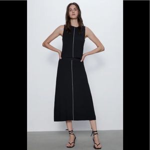 Zara NWT Black Knit Midi Skirt size M